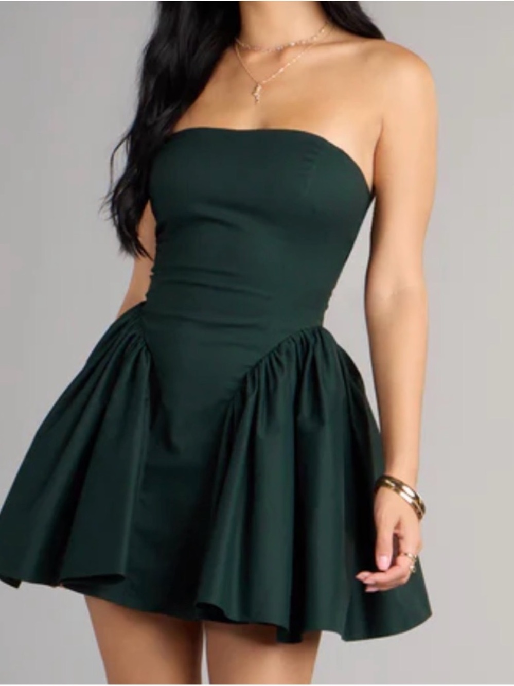 Windsor Dark Green Strapless Mini Dress